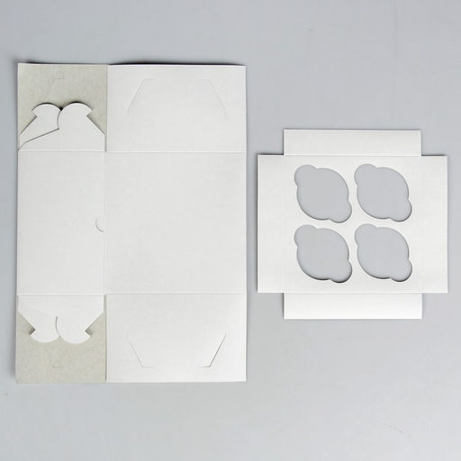 Цена за 5 шт. Упаковка для капкейков на 4 шт., без окна, белая 16×16×10 см