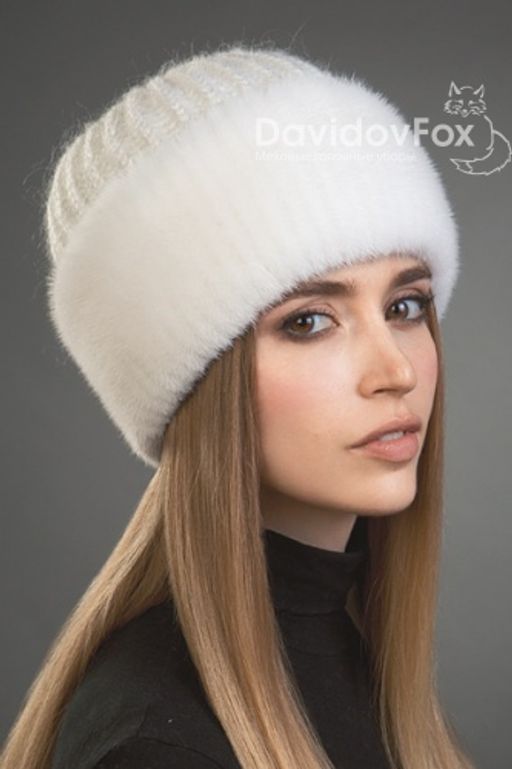 ВИДЕООБЗОР шапка Адель норка трикотаж белая