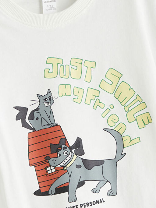 Bisiklet Yaka Bask?l? Erkek ?ocuk Ti??rt