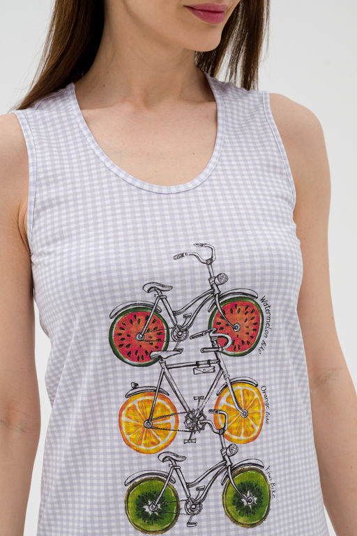 Ночная сорочка из кулирки Fruits&bikes клетка серая - Амадэль фото 9