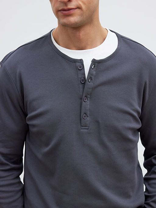 D??meli Bisiklet Yaka Yaka Uzun Kollu Erkek Ti??rt