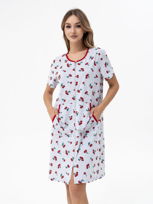 Халат хлопок 100%,серо-красный - Binita фото 2