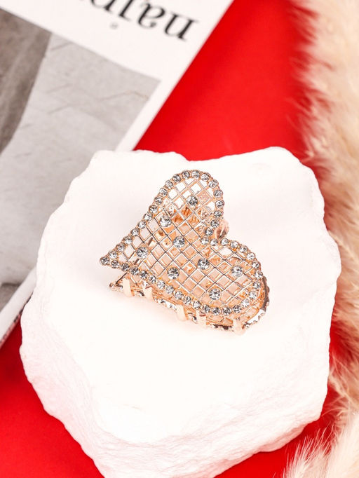 Цена за 6 шт. Крабик для волос «Элери», сердце, 4 см, золото