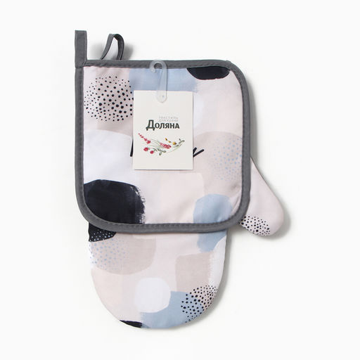 Набор кухонный «Be happy» варежка-прихватка 20×27 см, прихватка 17×17 см 100% п/э