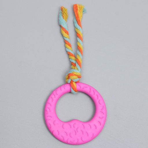 Игрушка жевательная с канатом Гиря, розовая - Пижон фото 2