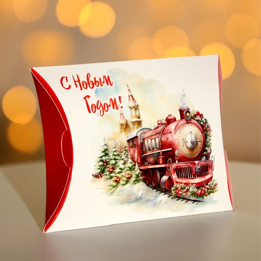 Цена за 10 шт. Коробка складная, подарочная новогодняя С Новым годом 19?14?4 см