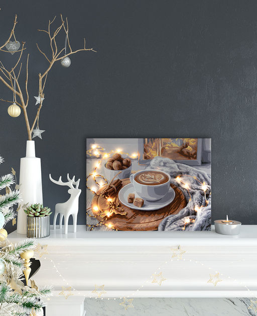 ФРЕЯ PNB/PMDD-187 Набор для раскрашивания по номерам ( со светодиодами ) 40 х 30 см Ароматный кофе