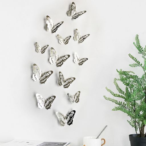 Наклейка БАБОЧКИ Silver, набор 12 штук (2563) резные крылья - Мой органайзер фото 2