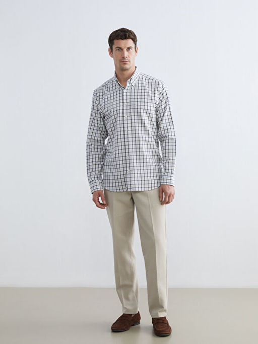 Regular Fit Ekose Gabardin Erkek G?mlek