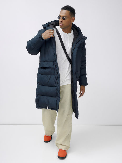 Парка MTFORCE мужская зимняя модная удлиненная спортивная темно-синего цвета 2416_1TS фото 21