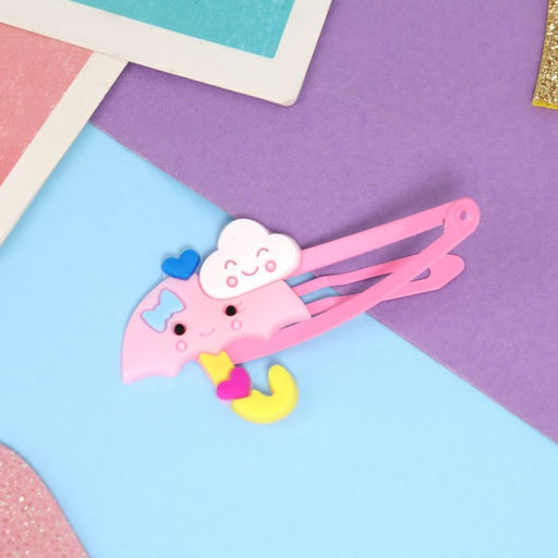 Цена за 2 шт. Набор для волос «Ширли», 2 резинки 5 см, 4 невидимки 5.5 см, зайка, розовый