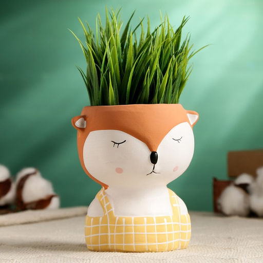 Горшок для цветов «Милая Лисичка в жёлтом комбинезоне» керамический, 330 мл, 6×11 см