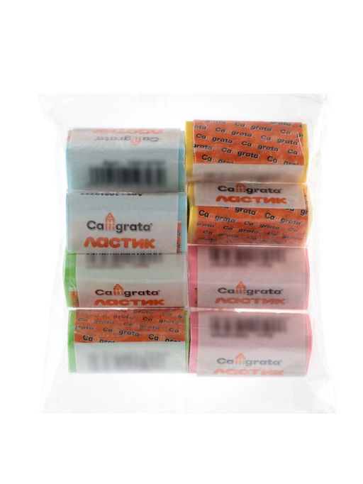 Набор 8 штук ластиков треугольных Пастельных (штрихкод на штуке)