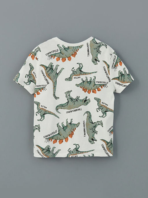 Bisiklet Yaka Dinozor Bask?l? Erkek ?ocuk Ti??rt