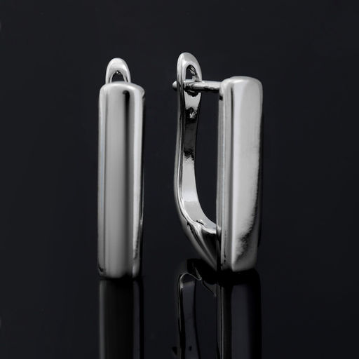 Швензы для сережек родированные Палочка широкая, цвет серебро