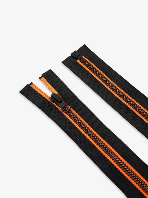 Цена за 10 шт. Молния «Трактор», №5, разъёмная, замок автомат, 70 см, чёрная, оранжевая