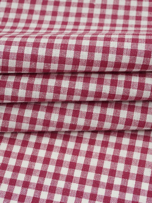 Брак(уценка) Пестрядь "Клетка (4*4 мм)" цв.малиновый, ш.1.45м, хлопок-100%, 130гр/м.кв