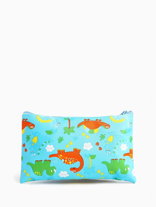 Цена за 3 шт. Косметичка-пенал на молнии, плоская, с рисунком Динозавры, голубая - Simaland фото 2