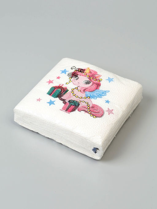 Цена за 2 шт. Салфетки бумажные Лошадка с подарками, однослойные, 24?24 см, 20 шт.