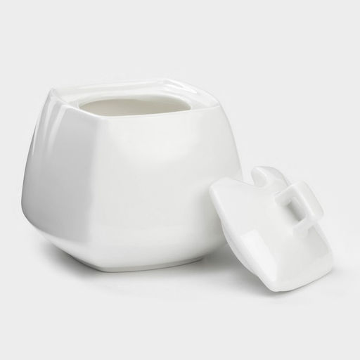 Сахарница с крышкой Wilmax Ilona, 340 мл, фарфор, белая