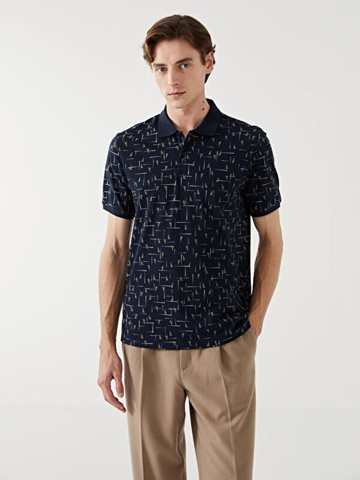 Polo Yaka K?sa Kollu Desenli Pike Erkek Ti??rt