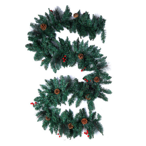 Гирлянда из елочных веток искусственная 2,7 метра 260 веток с ягодами и шишками / WA-1 /уп 17/Новый год - Галеонтрейд фото 4