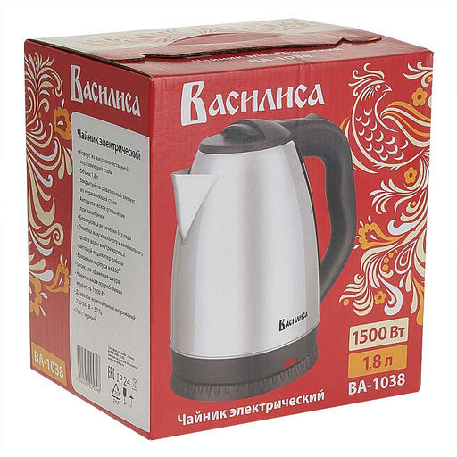 Чайник эл. ВАСИЛИСА 1,8 л нерж. ВА-1038 1500 Вт
