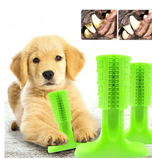 Зубная силиконовая щетка, игрушка, массажер для чистки зубов и языка мелких пород собак, 10х3х7см