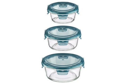 Набор 3 круглых контейнеров 400 мл, 620 мл, 950 мл с пластик. крышк. с защел., с сил.уплотн