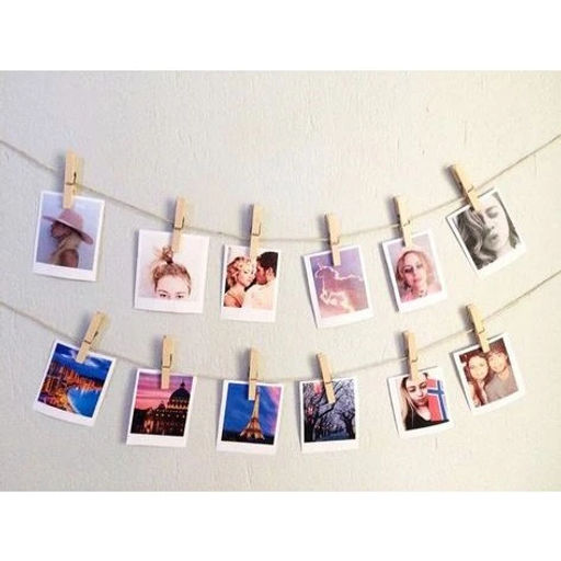 Цена за 6 шт. Набор для оформления "Натуральные прищепки" (10 прищепок 4,5 см, веревка 2м)