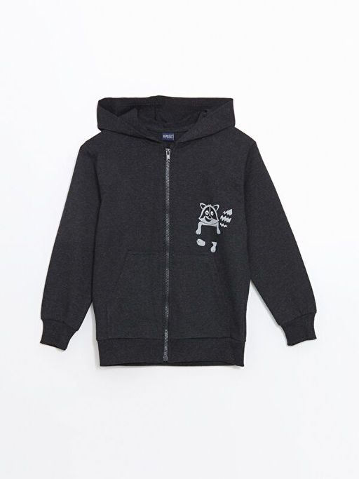Kap??onlu Erkek ?ocuk Fermuarl? Sweatshirt