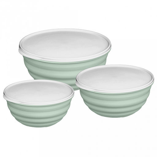 Миска пластмассовая "Latina" 2,1л, д20,7см, h9,6см, светло-зеленый, с крышкой (Россия)