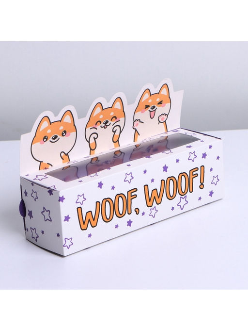 Цена за 5 шт. Коробка для макарун кондитерская, упаковка, «WOOF», 18×5.5×5.5 см