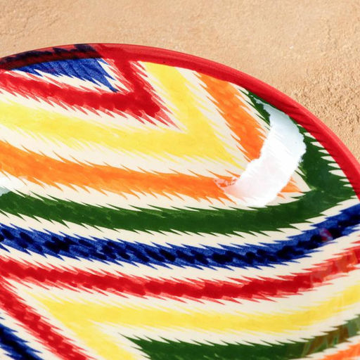 Тарелка Риштанская Керамика Атлас, разноцветная, глубокая, 20 см - Шафран фото 3