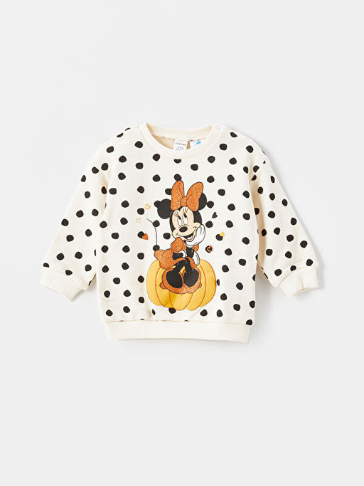 Bisiklet Yaka Minnie Mouse Bask?l? K?z Bebek Sweatshirt ve Tayt 2li Tak?m - Waikiki фото 2