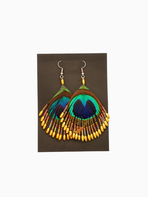 Серьги «Павлин», 5×8 см, жёлтые