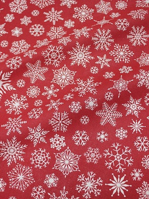 Бязь Белые снежинки цв.винтажный темно-красный, ш.1.5м, хлопок-100%, 120гр/м.кв