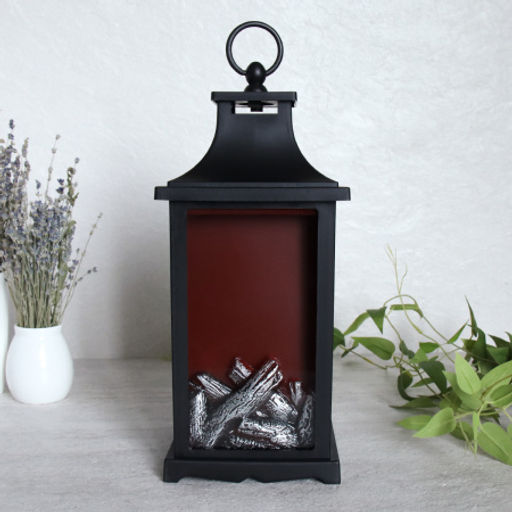 Светильник фонарь настольный Камин 13x13x30 см / YR1168 /уп 24/черный от батареек - Галеонтрейд фото 2