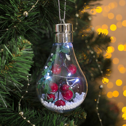Ёлочный шар Ягоды, 5 LED, от батареек, свечение белое - Luazon lighting фото 6