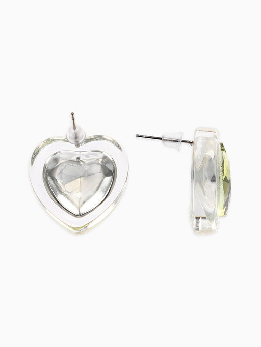 Серьги "Кристалл" сердце, цвет прозрачно-св.зелёный