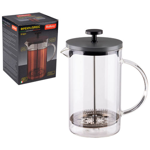 Френч-пресс Grigio, объём: 800 мл, со стеклянной ручкой/с окрашенной стальной крышкой арт.108387 /MALLONY/