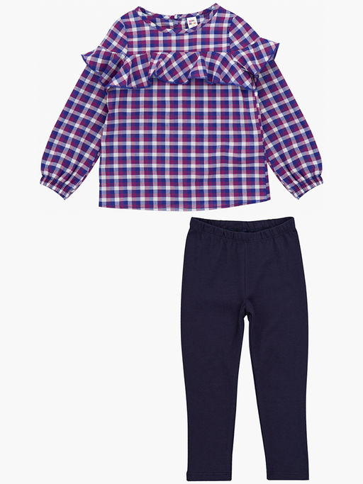 Блузка для девочки в клетку UD 4952 сирень клетка - Mini maxi фото 12