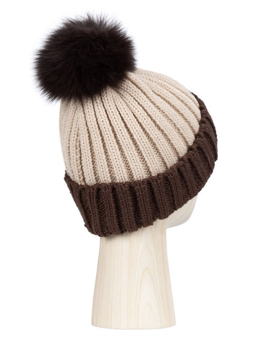 Шапка жен. шерсть+акр LB-I66001 d.brown/beige - Labbra фото 2