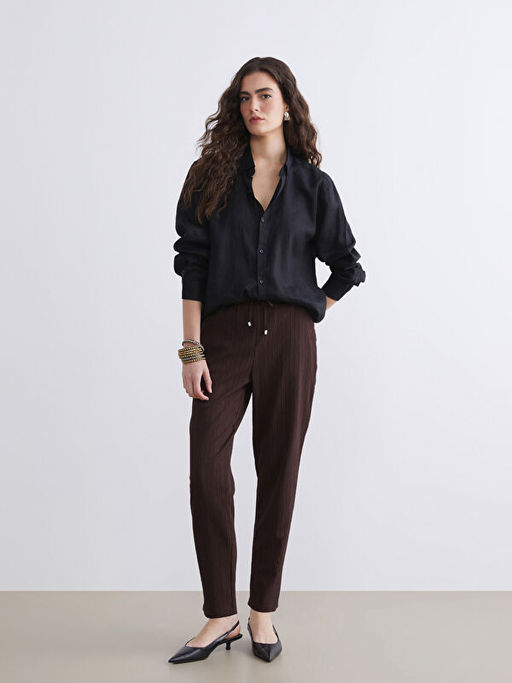 Beli Lastikli Dokulu Havu? Kesim Kad?n Pantolon