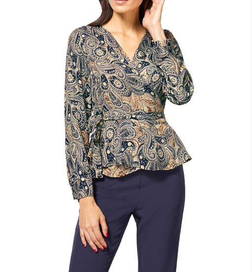 Блузка, сине-бежевая - Patrizia dini фото 3