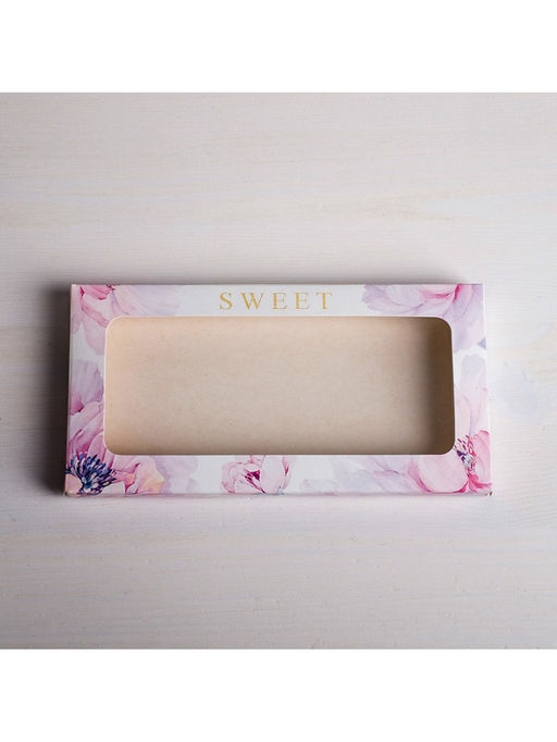 Цена за 5 шт. Коробка для шоколада, кондитерская упаковка с окном, Sweet, 17.3×8.8×1.5 см
