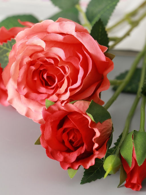 Цветы искусственные "Роза Августина галант" d-6 см 55 см, персиковый