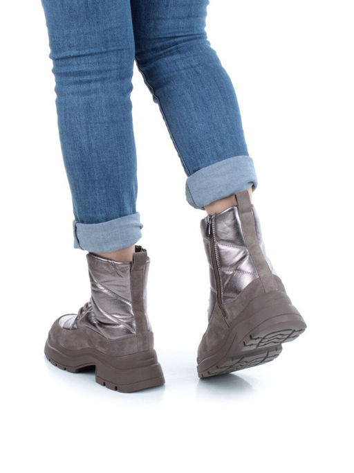 04-A117-4M BROWN Ботинки зимние женские (натуральная замша, натуральная кожа, натуральная шерсть)