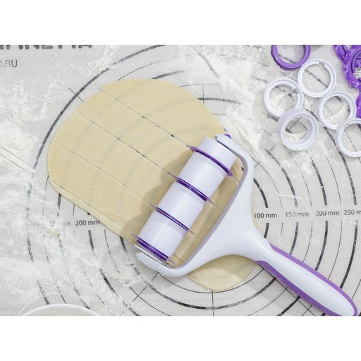 Валик для нарезки теста Доляна Лепота, 12,5?3?19 см, 4 насадки, цвет белый  фото 13