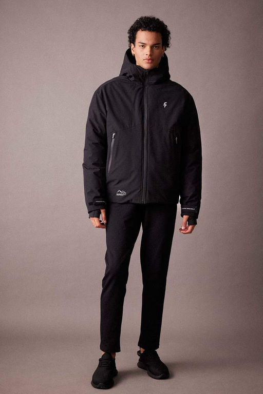 Водоотталкивающее водонепроницаемое пальто приталенного кроя DeFactoFit с капюшоном и молнией  фото 3